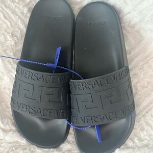 Versace Black Logo Slide Sandals